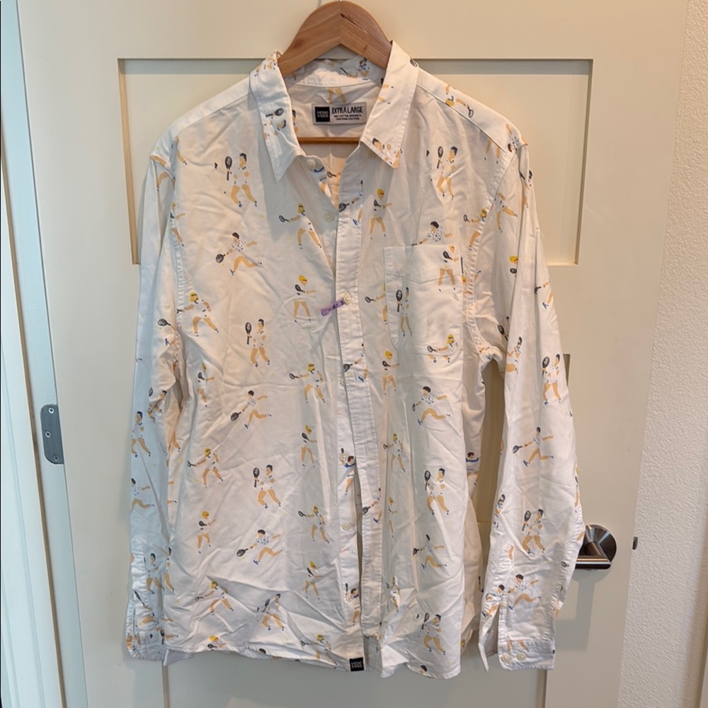 Dedic Aved White Shirt with Tennis Player Print